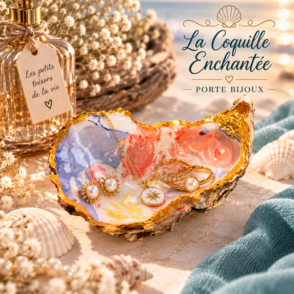 Coquilles porte-bijoux en coquille d’huître décorée