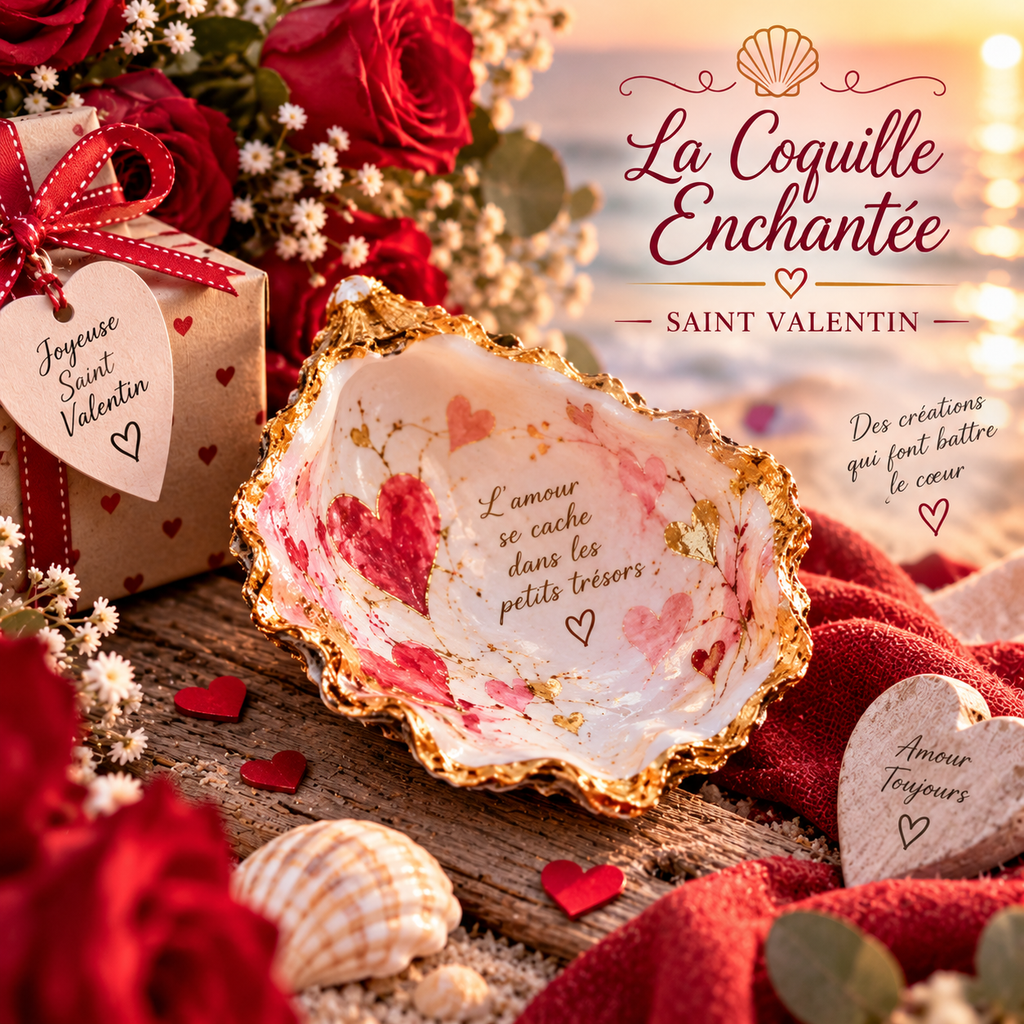 Coquille d’huître décorée pour la Saint Valentin