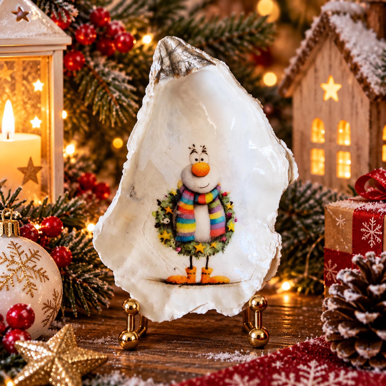 Coquille décorative artisanale de Noël – Création unique